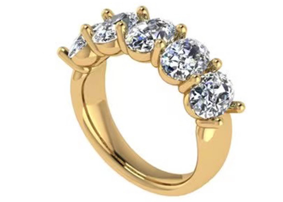 ODM brillante oval del anillo de compromiso 6.43x 4.7x3.03m m del oro amarillo del corte 18k