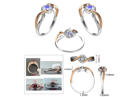 La cruce de la joyería del oro sólido de la joyería 14K de Tanzanite congriega la piedra principal de RD6.4MM
