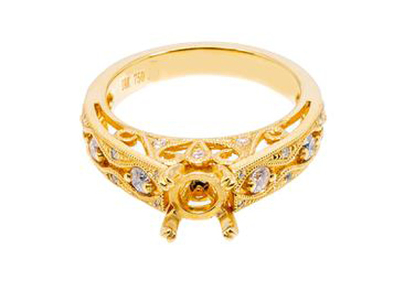 material del oro amarillo del anillo 18K de 6pcs 0.07ct Diamond Semi Mount Jewelry