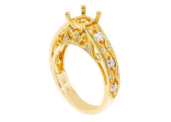 material del oro amarillo del anillo 18K de 6pcs 0.07ct Diamond Semi Mount Jewelry