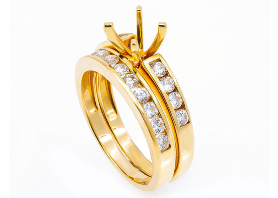 Semi monte los anillos de compromiso 5.23g del oro amarillo 14k con el diamante natural de 1.8m m