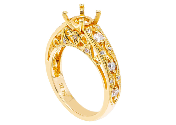 material del oro amarillo del anillo 18K de 6pcs 0.07ct Diamond Semi Mount Jewelry