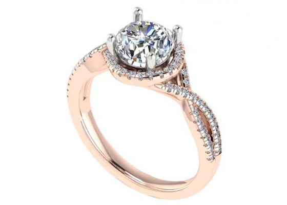 Claridad de la media del corte redondo 18K Rose Gold Ring For Engagement S11 SI2 VS1