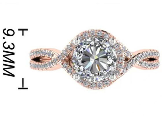 Claridad de la media del corte redondo 18K Rose Gold Ring For Engagement S11 SI2 VS1