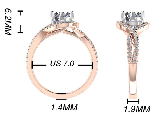 Claridad de la media del corte redondo 18K Rose Gold Ring For Engagement S11 SI2 VS1