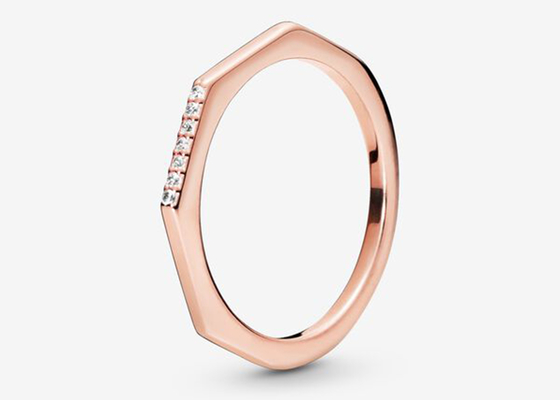 Rose Gold Clicker polifacética, dimensión real de los anillos de compromiso 1.2mm×8m m del diamante