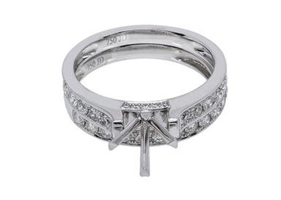 Anillo de compromiso doble de la forma redonda, ODM del OEM del anillo de oro blanco de 0.72ct 18K