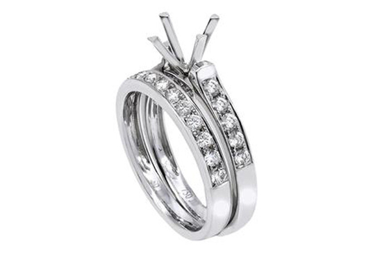 Anillo de compromiso doble de la forma redonda, ODM del OEM del anillo de oro blanco de 0.72ct 18K