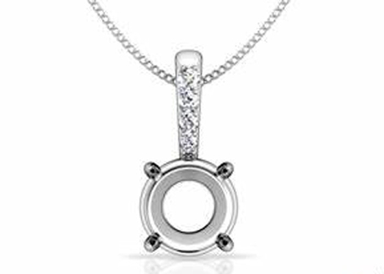 2.3g semi montan los ajustes pendientes, 18k oro blanco Diamond Pendant 4pcs 0.1ct