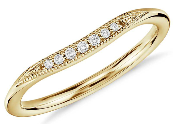 Anillo de oro amarillo delicado minúsculo 14K, tamaño de Diamond Stacking Rings 2m m 1.5m m 1.3m m