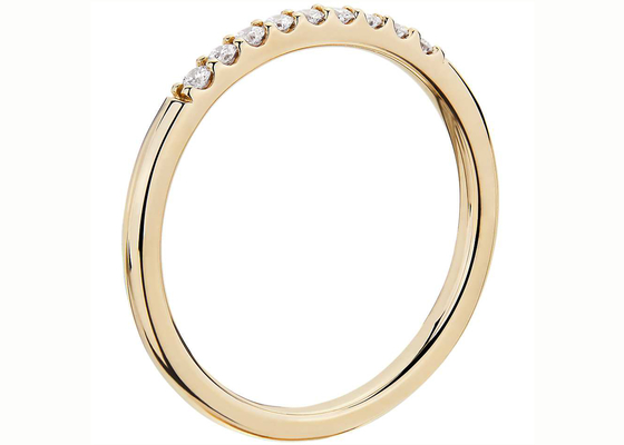 espina de pescado apilable de 0.44ct Diamond Rings Yellow Gold 1.8m m que fija el tipo