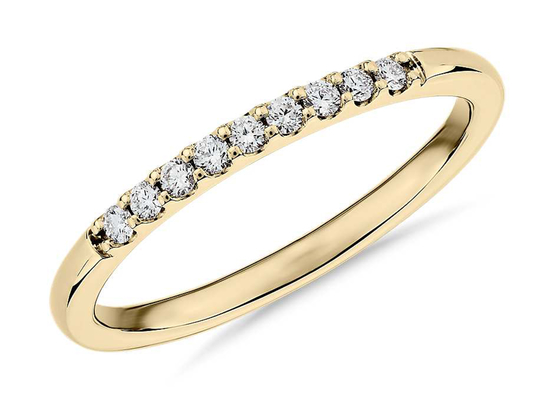 espina de pescado apilable de 0.44ct Diamond Rings Yellow Gold 1.8m m que fija el tipo