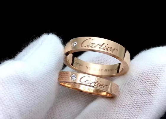 anillo de la joyería del oro sólido de 0.12ct 18K con anchura natural del diamante 3.6m m