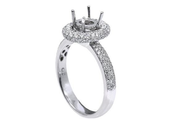 anillo de la joyería del soporte del oro blanco 18k semi con los diamantes naturales 0.45ct de 1-1.1m m