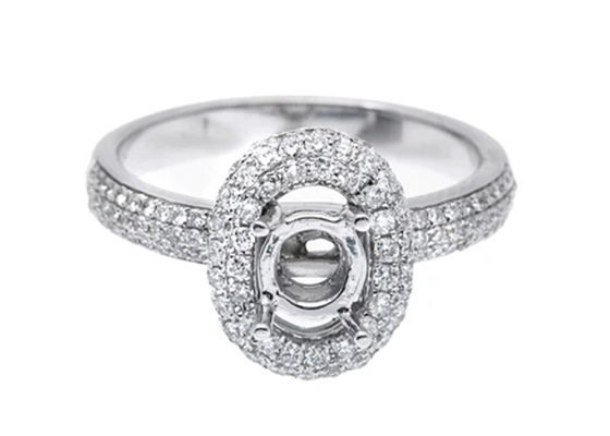 anillo de la joyería del soporte del oro blanco 18k semi con los diamantes naturales 0.45ct de 1-1.1m m