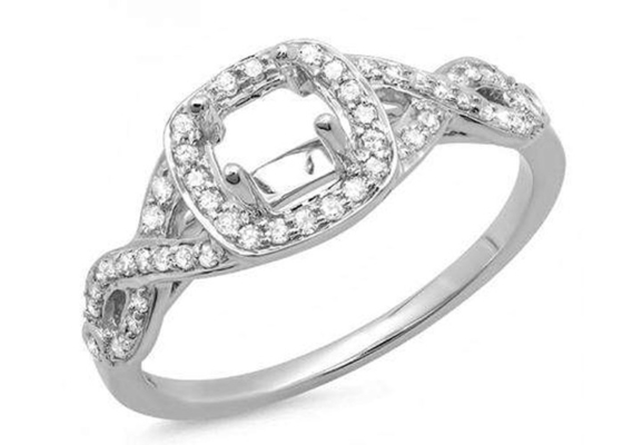 los anillos de soporte del oro blanco 14k de 0.38ct 1.3m m semi amortiguan el corte para el cumpleaños