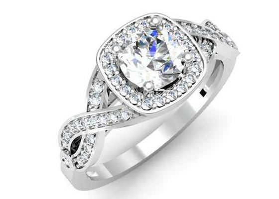 los anillos de soporte del oro blanco 14k de 0.38ct 1.3m m semi amortiguan el corte para el cumpleaños