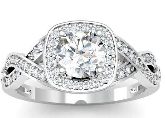 los anillos de soporte del oro blanco 14k de 0.38ct 1.3m m semi amortiguan el corte para el cumpleaños