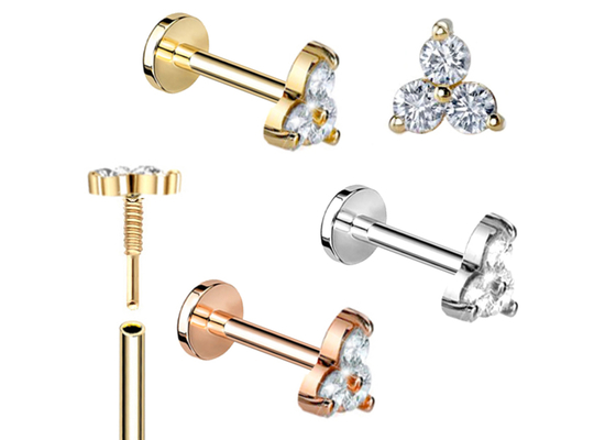 Dimensión de perforación de la forma 5m m 8m m 10m m del Barbell del pendiente de la joyería del cuerpo del oro de la hélice