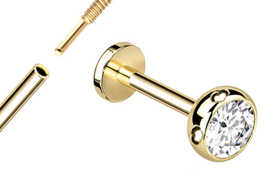 Los pendientes de perforación de la joyería del cuerpo estéril del oro atornillan el diámetro 3×3m m del estilo