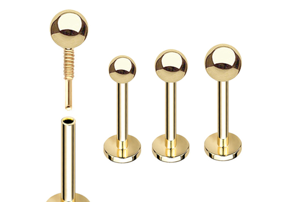 Pendientes del cartílago del oro del OEM 14k, longitud de perforación del pendiente 5m m 8m m 10m m del cuerpo