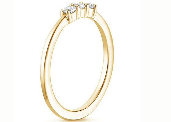 Joyería del oro amarillo 14K del tamaño 3m m de la piedra, 3 compromiso de piedra Ring Claw Setting Type