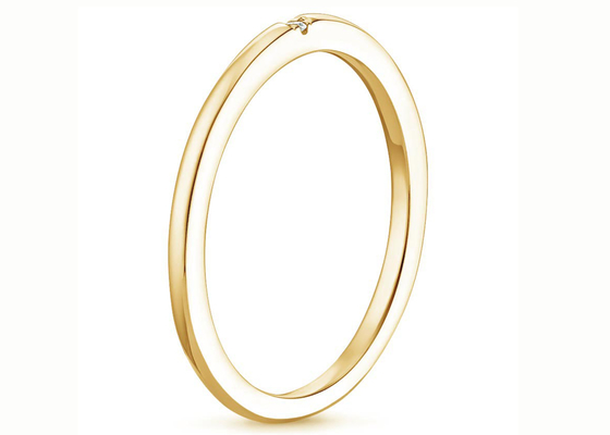 Tamaño minúsculo de la banda de la joyería 0.04ct 2.0mm-2.3m m del oro amarillo del diamante 14K del solitario
