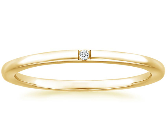 Tamaño minúsculo de la banda de la joyería 0.04ct 2.0mm-2.3m m del oro amarillo del diamante 14K del solitario