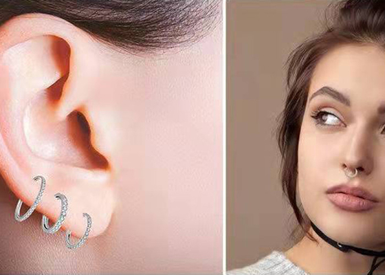 Perno prisionero de la nariz del oro 18k del diámetro 9m m 11m m, diamantes naturales de Ring Piercing With 0.14ct de la nariz