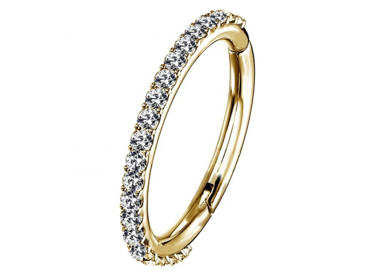 Garra con bisagras del Clicker del oro del septo 14k que fija el tipo con el diamante de 1.3m m