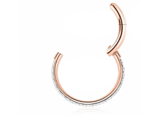 Perno prisionero de la nariz del oro 18k del diámetro 9m m 11m m, diamantes naturales de Ring Piercing With 0.14ct de la nariz