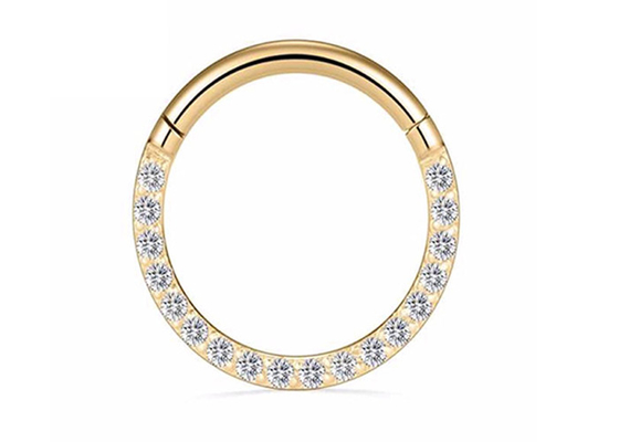 Perno prisionero de la nariz del oro 18k del diámetro 9m m 11m m, diamantes naturales de Ring Piercing With 0.14ct de la nariz