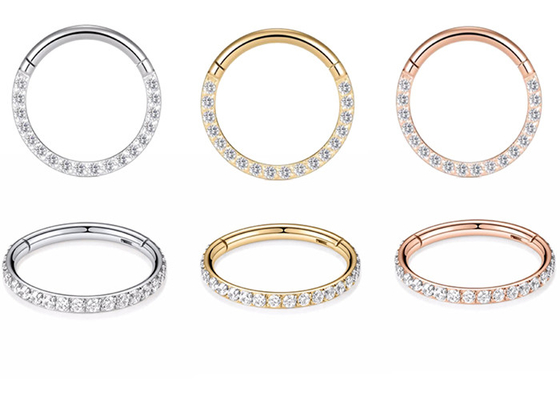 Perno prisionero de la nariz del oro 18k del diámetro 9m m 11m m, diamantes naturales de Ring Piercing With 0.14ct de la nariz