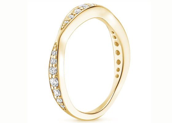 Tamaño completo de la banda del anillo 0.35ct 1.5mm-4.3m m de la joyería del oro amarillo del diamante 14K