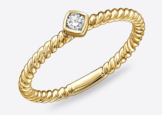 Anillo cuadrado del septo del oro sólido del diamante 14k, anillo 1.0mm×10m m de la ventana de la nariz del aro
