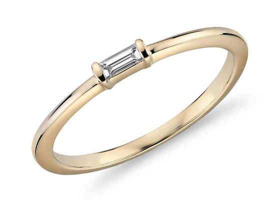 Diente del peso 0.11ct del anillo de oro del corte 9K del Baguette 2.0×4.0M M que fija el tipo