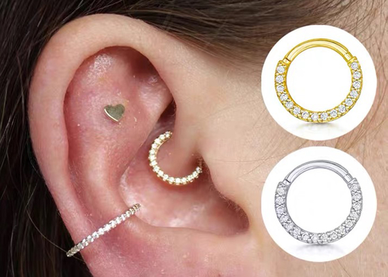 Clicker con bisagras inconsútil 16g-40g del oro 14K para el Tragus del cartílago