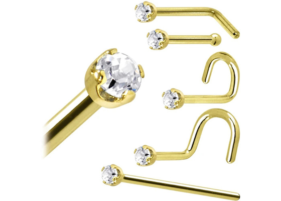 El ODM 18k Rose Gold Nose Ring, sospecha el diamante natural de Pin With 1.5-2.5m m de la perforación