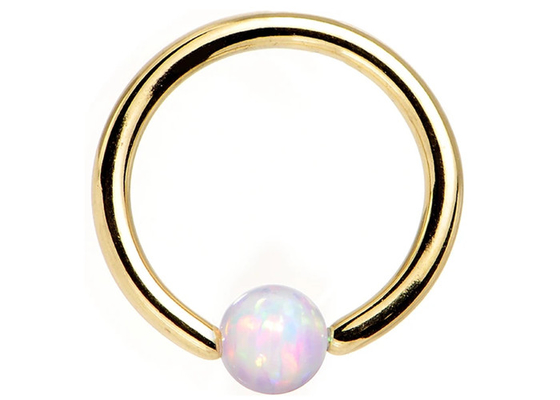 Perforación de la nariz del oro del aro 18K con Opal Inner Diameter natural 8-12m m