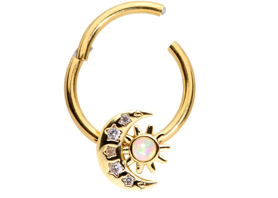 La luna de perforación Sun de la nariz sólida del oro 18K forma con el ODM natural de los diamantes de 0.06ct SI2