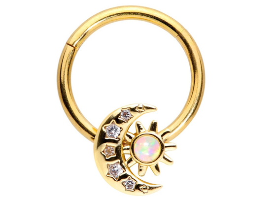 La luna de perforación Sun de la nariz sólida del oro 18K forma con el ODM natural de los diamantes de 0.06ct SI2