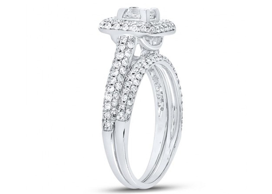 el cuadrado del oro amarillo 14K cortó la piedra de los anillos 0.8ct tres de la promesa
