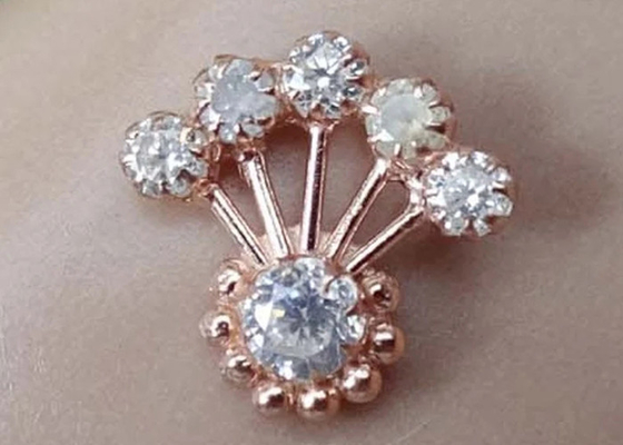 diamante 0.05ct de 18K Rose Gold Nose Ring With para el ODM diario del OEM del desgaste