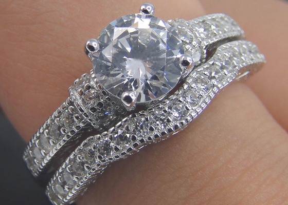 ODM del OEM de la forma de Diamond Engagement Wedding Rings Round de 2 quilates