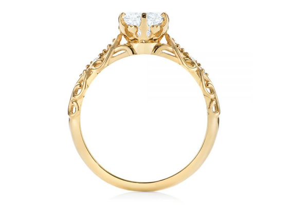 OEM real del tamaño de Diamond Jewellery Ring Vintage Style 6.5m m del oro amarillo 14K