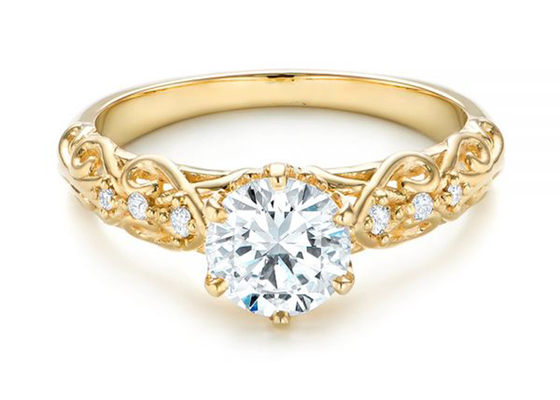 OEM real del tamaño de Diamond Jewellery Ring Vintage Style 6.5m m del oro amarillo 14K
