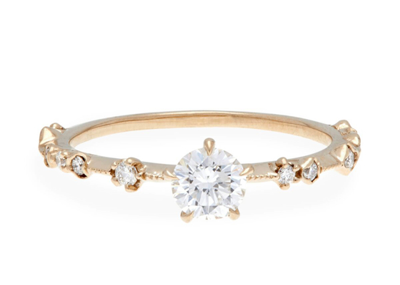 ODM real de Diamond Jewellery Ring 14K 18K Rose Gold Material del tamaño de 4m m