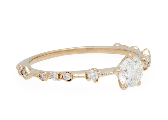 ODM real de Diamond Jewellery Ring 14K 18K Rose Gold Material del tamaño de 4m m