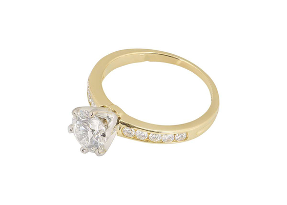 oro blanco 11pcs 0,1 quilates Diamond Ring, anillo de oro sólido de 3.21g 14k RD3.0MM para mujer