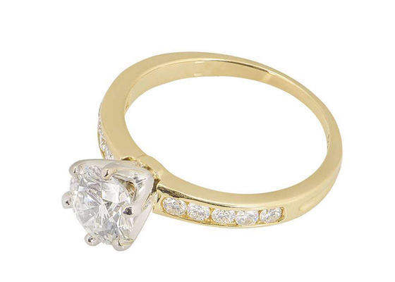 oro blanco 11pcs 0,1 quilates Diamond Ring, anillo de oro sólido de 3.21g 14k RD3.0MM para mujer